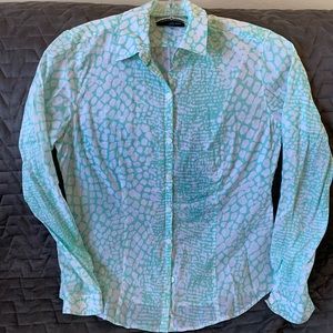 Foxcroft Petite Wrinkle Free Cotton Fitted Fit Button Blouse